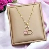 Collier Cœur Cristal Rose | Pendentif Romantique Doré | Mode Tendance