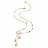Collar Celeste de acero dorado con colgante de nube y dijes