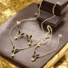 Parure Papillon Nuit Étoilée | Collier, Bracelet et Boucles d'Oreilles en Acier