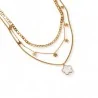 Collier Multichaînes Floral en Acier Doré avec Pendentifs Fleurs | Mode Tendance