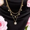 Multi-Chain Floral Necklace in Gold-Plated Steel with Flower Pendants | Trendy Fashion