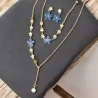 Set di Gioielli in Acciaio Dorato con Fiori Blu | Collana, Bracciale e Orecchini