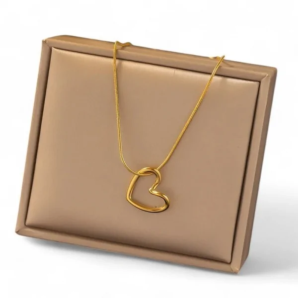 Colar Coração Aço Dourado