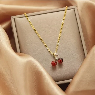 Cherry Necklace Gold Steel