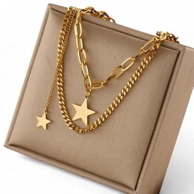 Collier double chaîne acier...