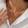 Mehrreihige Halskette mit Sternen und Mond aus vergoldetem Stahl | Trendiger Modeschmuck für Damen