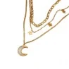 Mehrreihige Halskette mit Sternen und Mond aus vergoldetem Stahl | Trendiger Modeschmuck für Damen