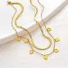 Collier Double Chaîne Coeurs Dorés | Bijou Élégant Acier Inoxydable