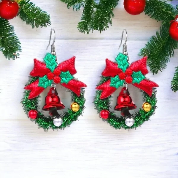 Orecchini Fantasia Corona di Natale Festiva