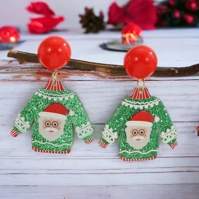 Santa Claus pullover earrings in resin