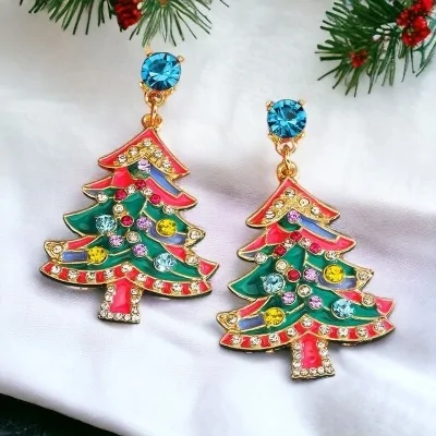 Orecchini Dorati Albero di Natale Fantasia
