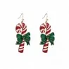 Boucles d'Oreilles Canne de Noël - Bijoux Fantaisie Festifs | Mode Tendance