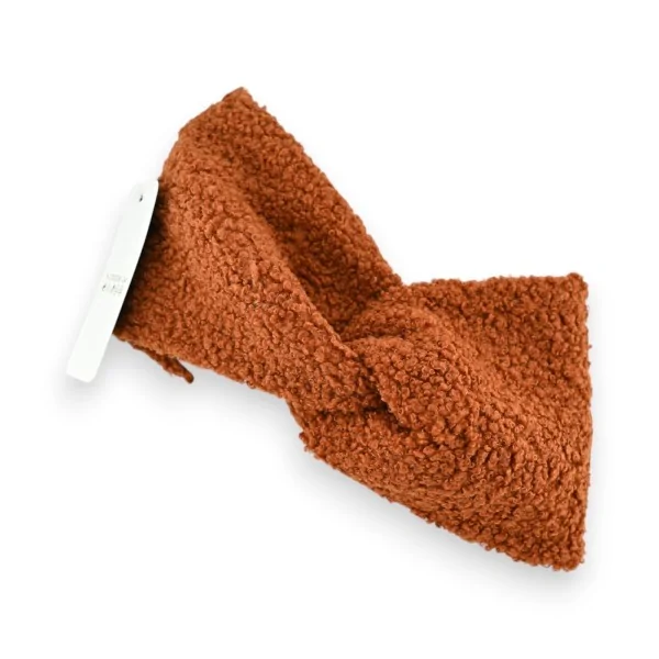 Fascia per Capelli Invernale Ricciolina Intrecciata Mattone