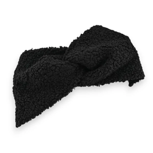 Winter Headband with Black Twisted Knot
