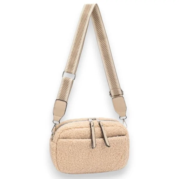 Borsa a tracolla in tessuto bouclé beige di David Jones