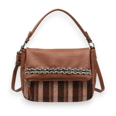 Bolsa de mão Camel xadrez Donna Alessia