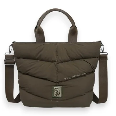 Bolsa de mão acolchoada Donna Alessia verde-oliva