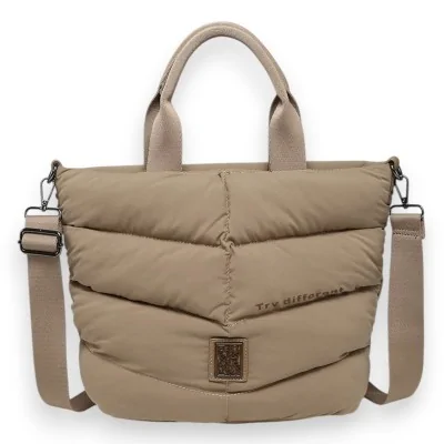 Bolsa de Mão Donna Alessia Taupe Acolchoada