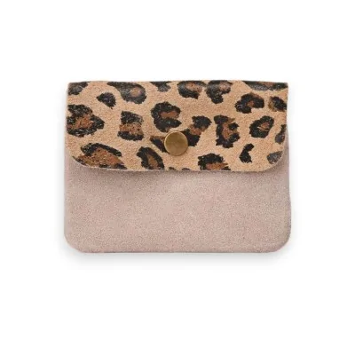 Porte-monnaie en cuir Beige...