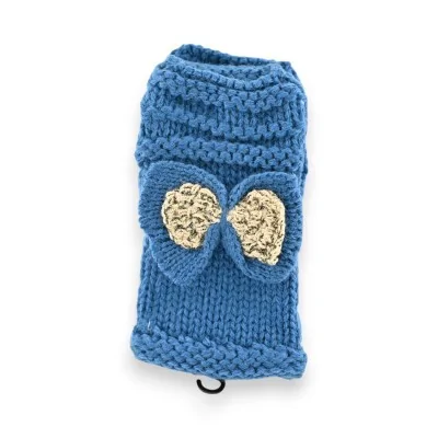 Handschuhe mit goldener Schleife in Entenblau