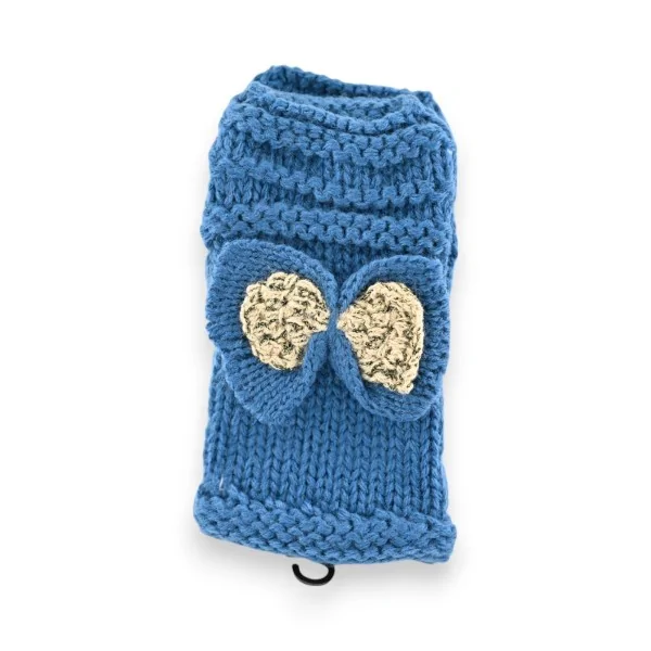 Handschuhe mit goldener Schleife in Entenblau