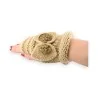 Guanti senza dita beige in maglia con nodo dorato | Accessorio invernale elegante e confortevole