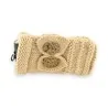 Beige knit mittens with gold bow | Elegant and comfortable winter accessory