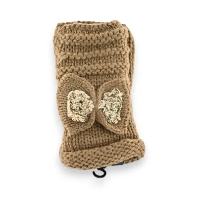 Muffole in maglia con fiocco decorativo Oro