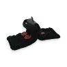 Knitted Black Mittens with Burgundy Bow | Elegant Women's Winter Fashion Accessory