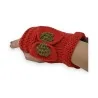 Mitaines tricotées rouges élégantes avec nœud doré | Accessoire hiver tendance