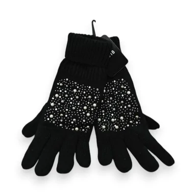 Luvas extravagantes Pretas com pérolas e strass