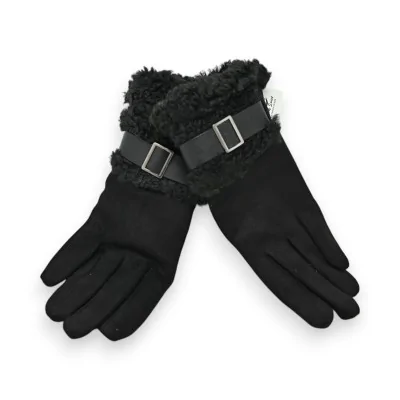 Gants d'hiver noirs fourrés...