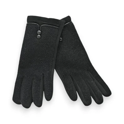 Luvas elegantes pretas de dois materiais