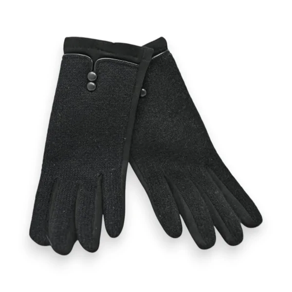Elegant Black Dual-Material Gloves