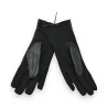 Gants bi-matière noirs avec nœud décoratif | Mode Tendance