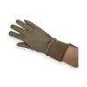 Gants taupe bi-matière avec boutons décoratifs | Accessoire mode hiver élégant