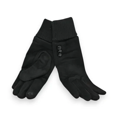 Guantes de doble material en negro