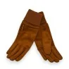 Guantes elegantes de dos materiales camel