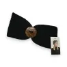 Diadema de invierno de punto negro con botón de madera