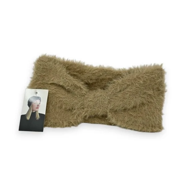 Winter fleece headband in taupe with bow