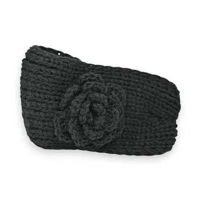 Banda de invierno de punto negro con flor