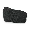 Schwarzes Winter-Strickstirnband mit Blume