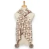 Écharpe asymétrique motifs cœurs beige & marron - Accessoire hiver tendance