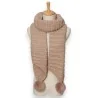 Écharpe asymétrique taupe en maille avec pompons | Mode Tendance