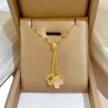Collier Fantaisie Double Trèfle Doré avec Strass | Bijou Élégant pour Femme