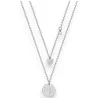 Collier Double Cœur Luna | Bijou Acier Argenté Élégant | Mode Tendance