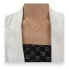 Elegant Double Heart Rhinestone Necklace in Gold-Plated Steel | Double Strand Jewelry
