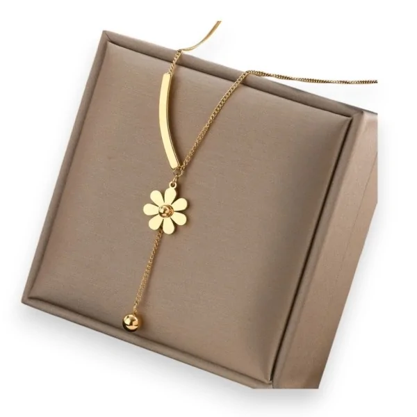 Colar de aço dourado Flor Margarida