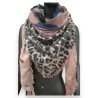 Écharpe Carrée Patchwork Léopard Rose | Accessoire Mode 4-en-1 | Mode Tendance