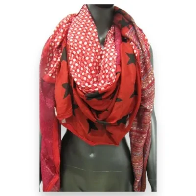 Lenço Quadrado Patchwork Stella Vermelho